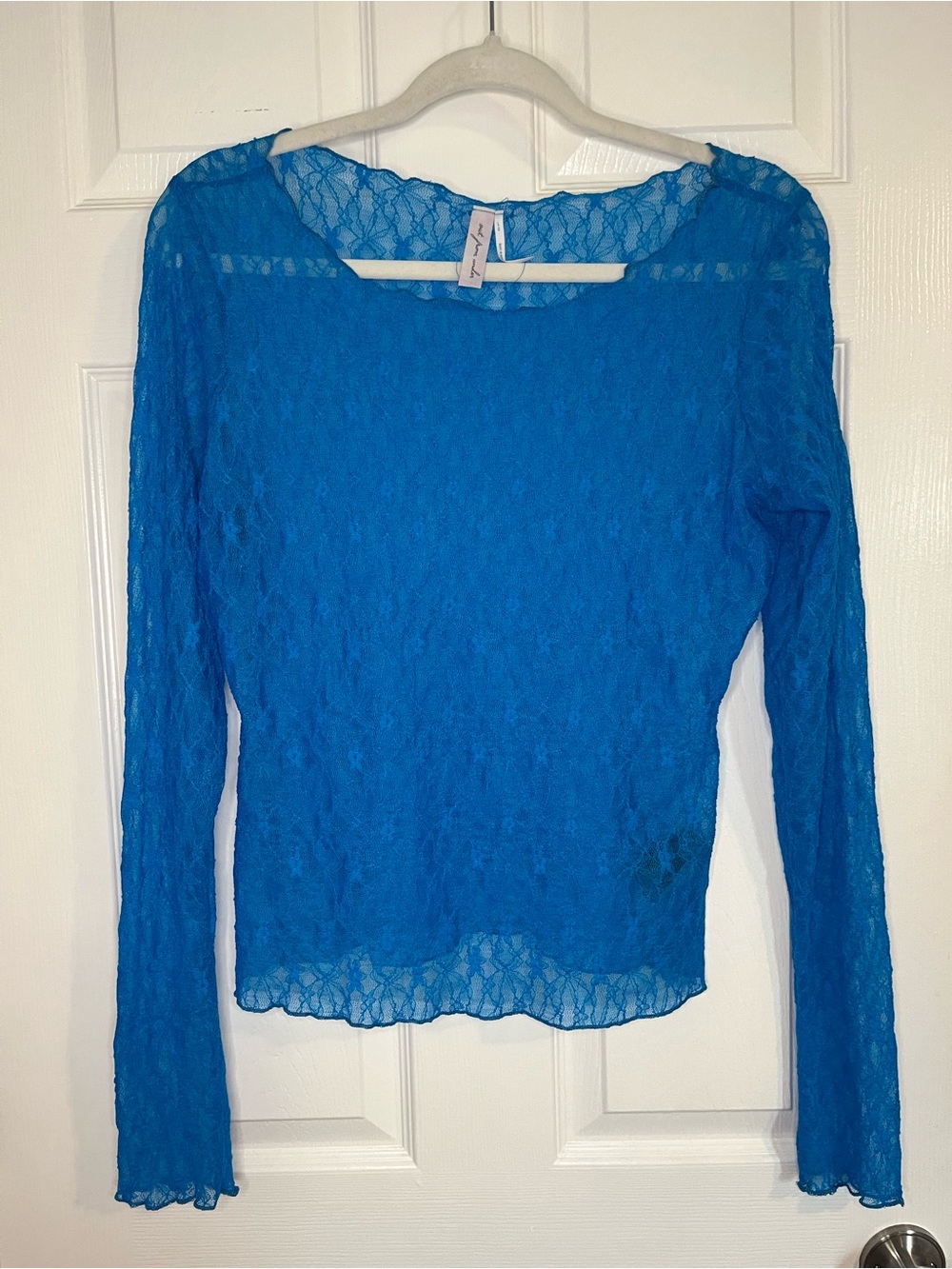 Out from under Mesh Royal Blue Lace Long-Sleeve Top
